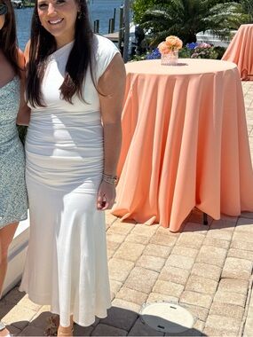 Meshki White One-Shoulder Midi Dress